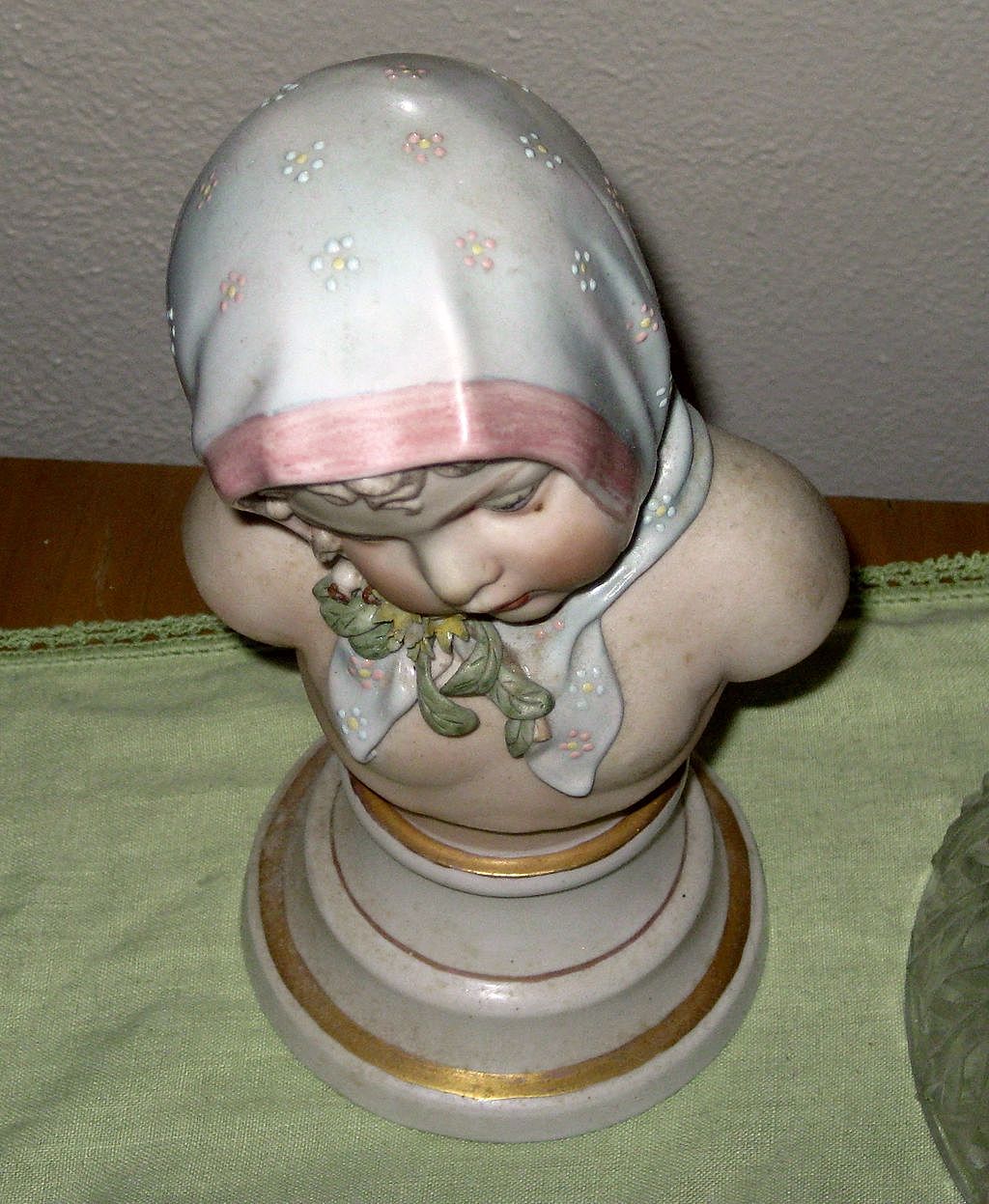 Vintage Porcelain Bust of Young Girl Hand Painted Enamels Vintage Porcelain Bust of Young Girl Hand Painted Enamels