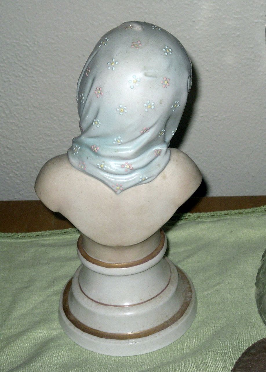 Vintage Porcelain Bust of Young Girl Hand Painted Enamels Vintage Porcelain Bust of Young Girl Hand Painted Enamels
