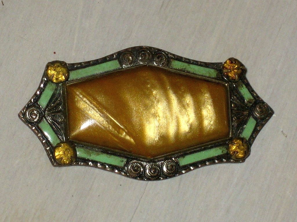 Stunning Art Deco Period Brooch Enamel & Lucite Stunning Art Deco Period Brooch Enamel & Lucite