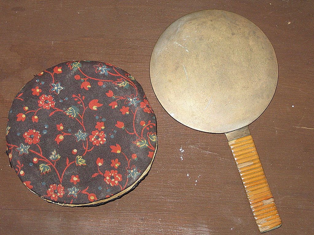 Vintage Japanese Bronze Hand Mirror circa 1800's with Silk Case Vintage Japanese Bronze Hand Mirror circa 1800's with Silk Case