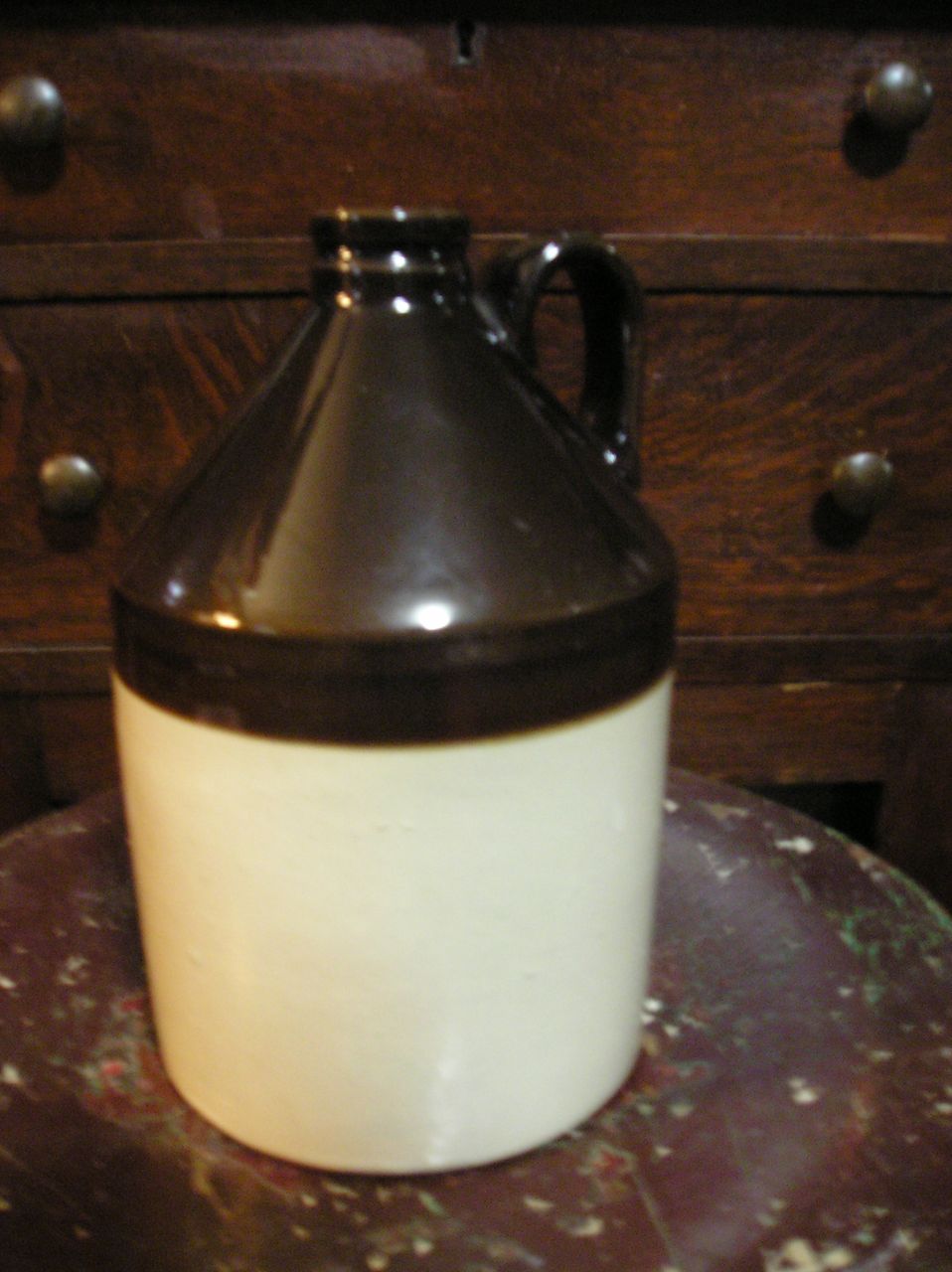 Stoneware Jug-Brown and White-Pottery Stoneware Jug-Brown and White-Pottery