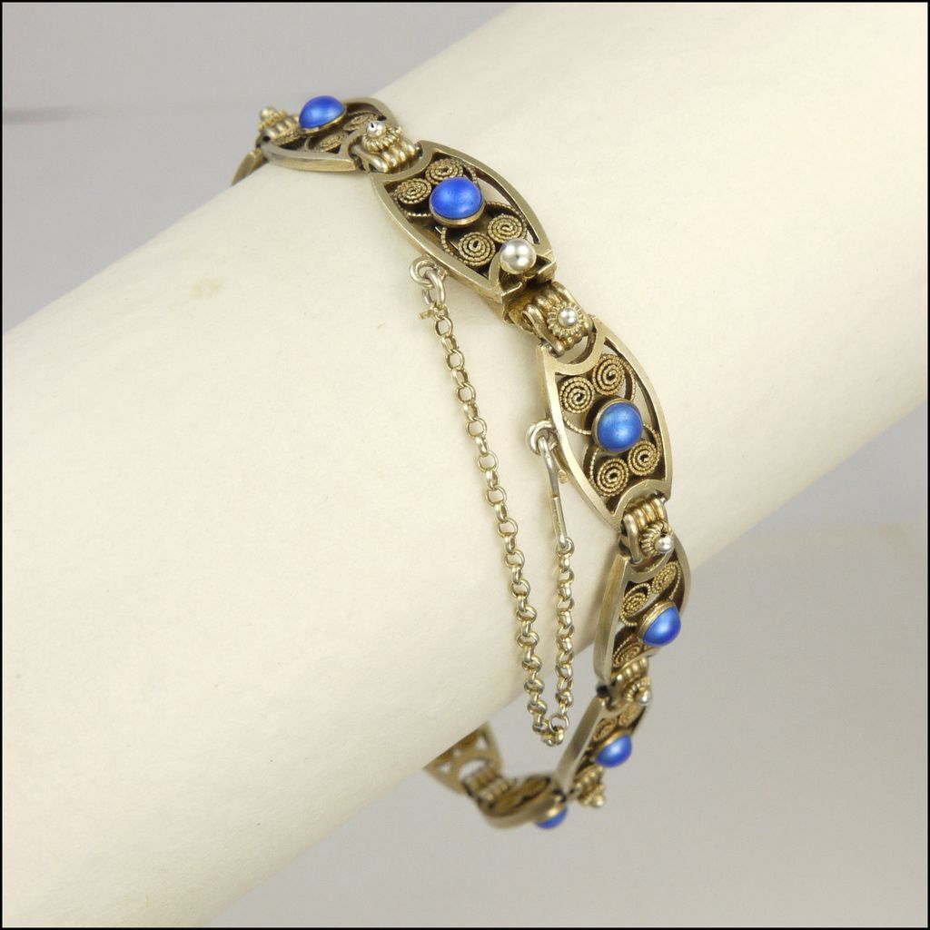 MARIUS HAMMER Norway Gold Washed Silver Enamel Bracelet from suzylemay on Ruby Lane