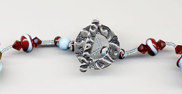 Free Shipping! Robin's Egg Blue & Red Swirl Necklace w/Lampworked Beads Free Shipping! Robin's Egg Blue & Red Swirl Necklace w/Lampworked Beads
