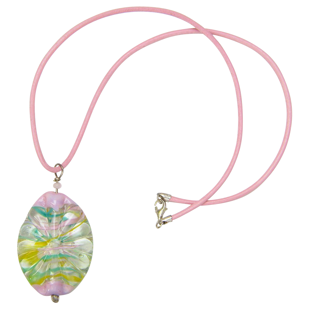 Free Shipping! Leather Necklace with Our Own Lampworked Glass Pendant Free Shipping! Leather Necklace with Our Own Lampworked Glass Pendant
