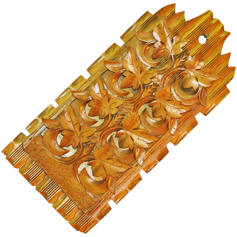 Carved Collapsible Fruitwood Victorian Letter Holder, Ca. 1900 Carved Collapsible Fruitwood Victorian Letter Holder, Ca. 1900