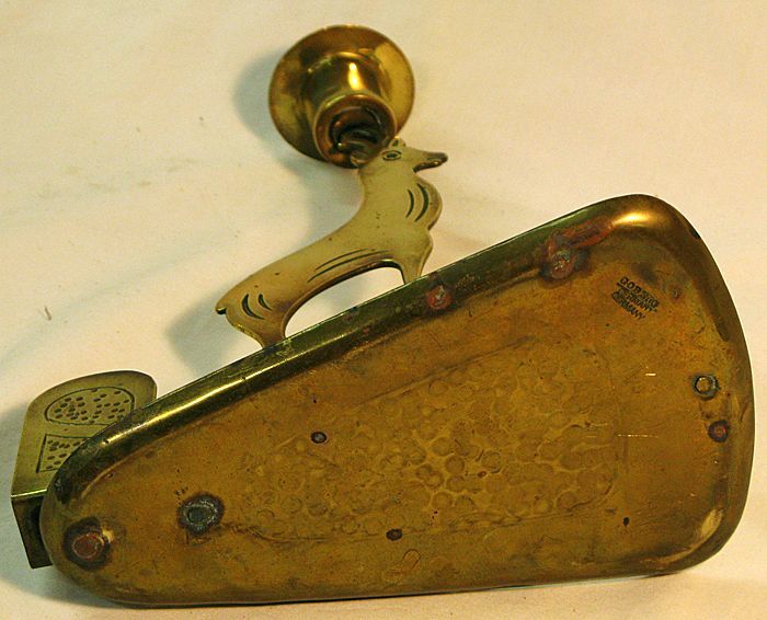 Rare Brass Goberg Signed Arts & Crafts Jugendstil Candlestick w/Matchbox Holder, Ca. 1910 Rare Brass Goberg Signed Arts & Crafts Jugendstil Candlestick w/Matchbox Holder, Ca. 1910