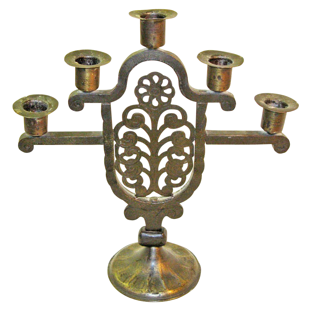 Goberg Hand-Wrought Five Stick Candelabra, Jugendstil Era Goberg Hand-Wrought Five Stick Candelabra, Jugendstil Era