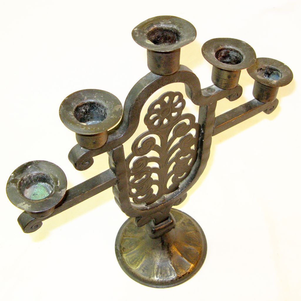 Goberg Hand-Wrought Five Stick Candelabra, Jugendstil Era Goberg Hand-Wrought Five Stick Candelabra, Jugendstil Era