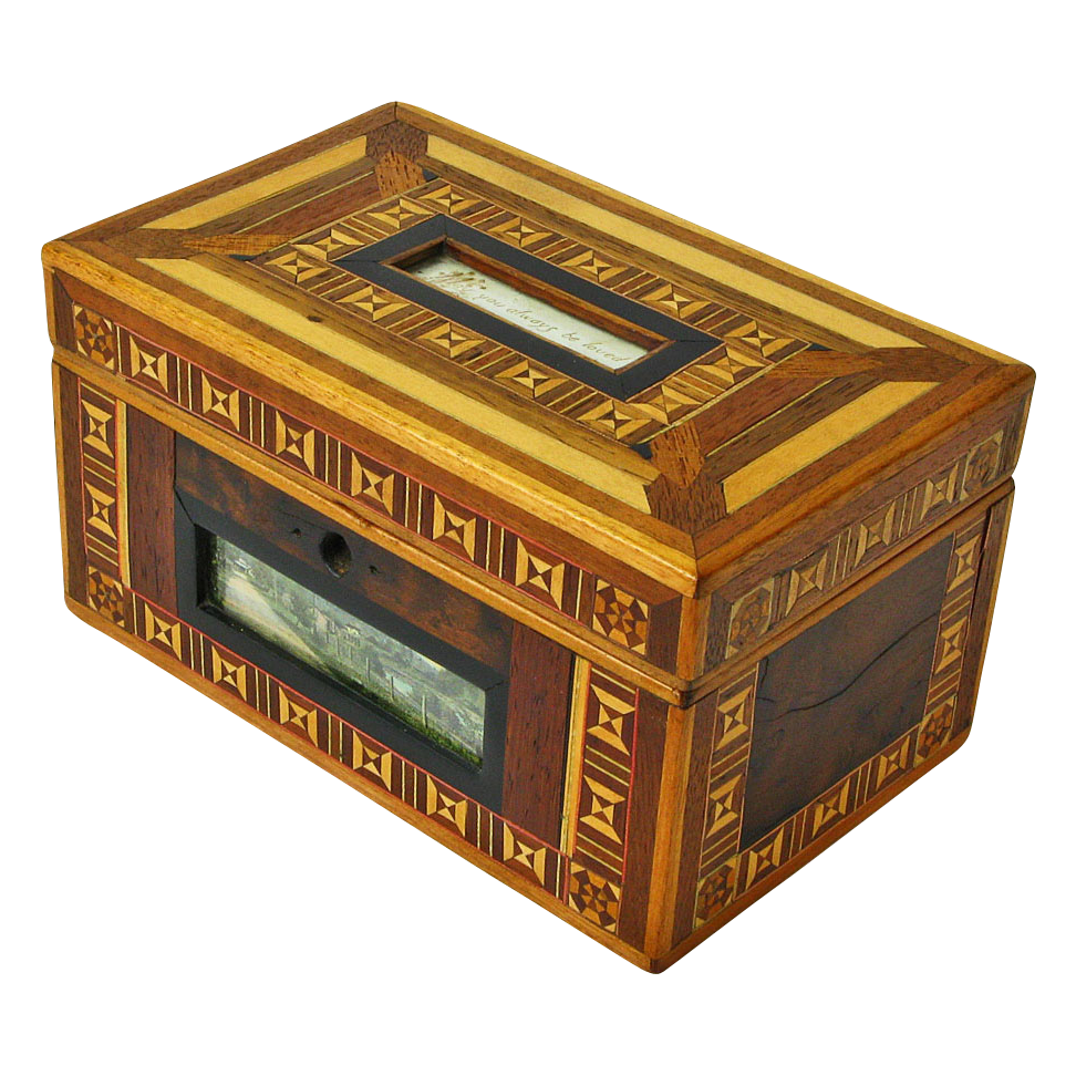 Antique Love Token Marquetry Dresser Box Antique Love Token Marquetry Dresser Box