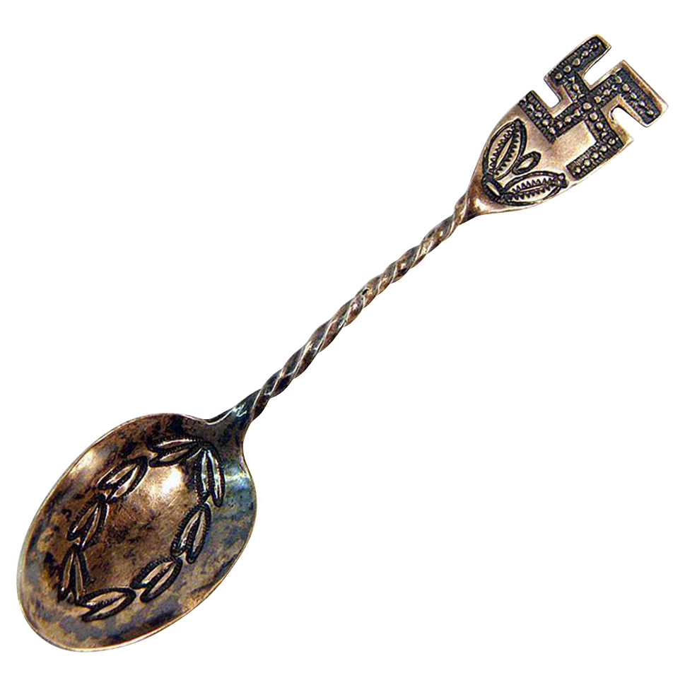 Navajo Hand Hammered Silver Spoon w/ Whirling Logs & Twist Handle Navajo Hand Hammered Silver Spoon w/ Whirling Logs & Twist Handle