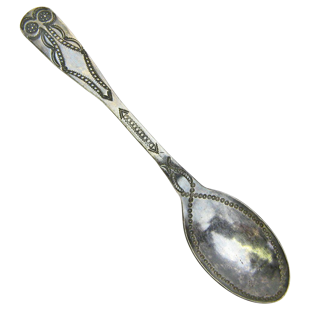 Navajo Hand Hammered Silver Spoon w/ Floral Decorative Elements Navajo Hand Hammered Silver Spoon w/ Floral Decorative Elements