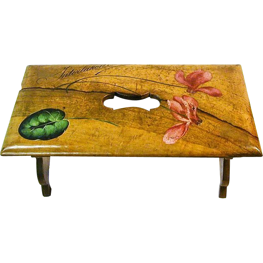 Painted Olive Wood Collapsible Bench / Shelf, Interlaken, Switzerland, 1900's Painted Olive Wood Collapsible Bench / Shelf, Interlaken, Switzerland, 1900's