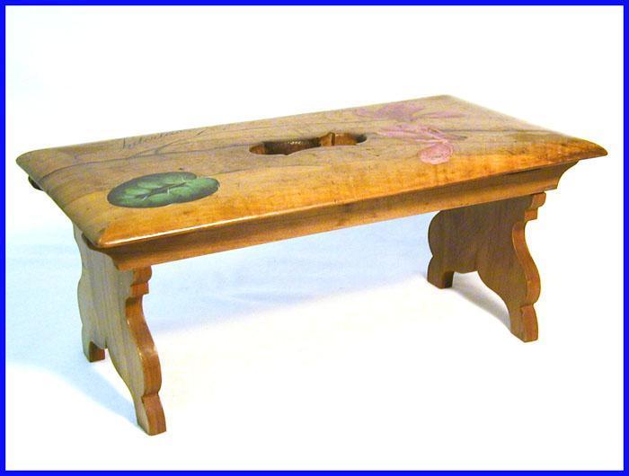 Painted Olive Wood Collapsible Bench / Shelf, Interlaken, Switzerland, 1900's Painted Olive Wood Collapsible Bench / Shelf, Interlaken, Switzerland, 1900's