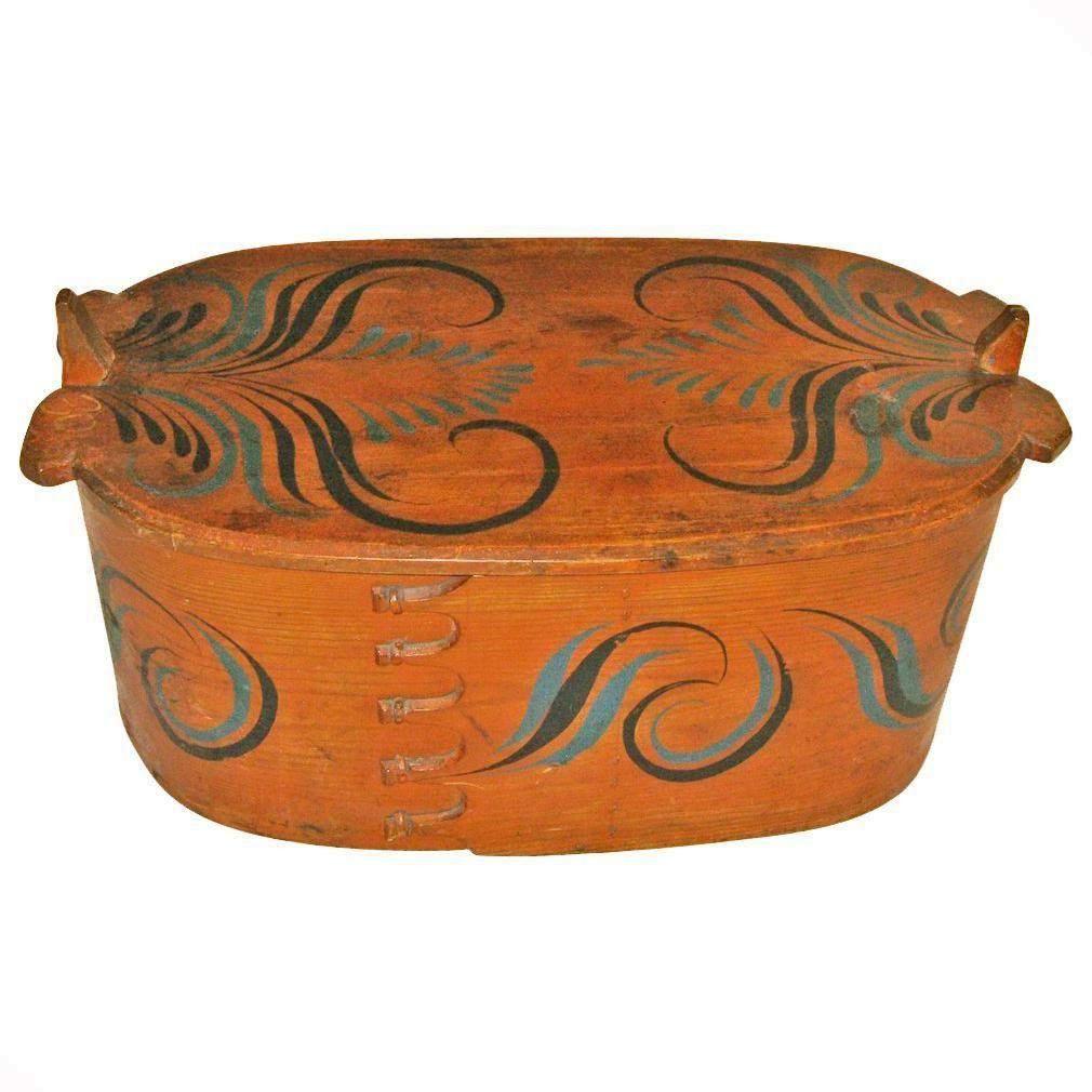 Extra Large Norwegian Viksdal Painted Tine, Ca. 1890 Extra Large Norwegian Viksdal Painted Tine, Ca. 1890