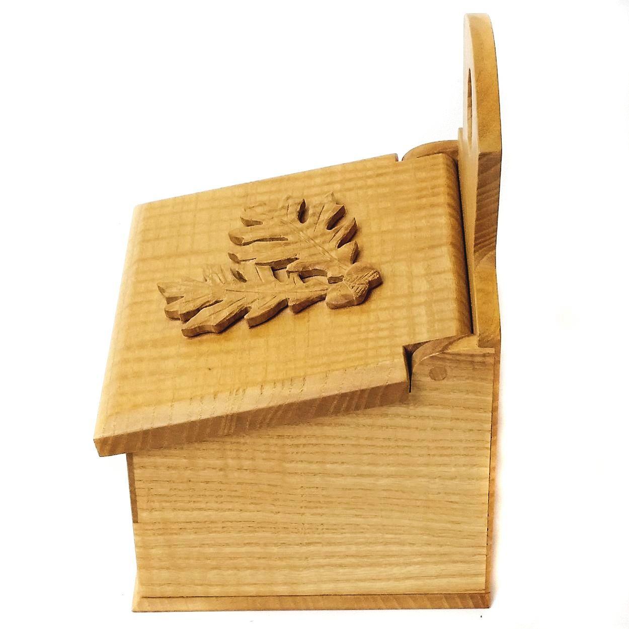 Free Shipping! Hand Made Curly White Ash Salt Box, Wall Box, w/Drawer, Carved Leaf Design Free Shipping! Hand Made Curly White Ash Salt Box, Wall Box, w/Drawer, Carved Leaf Design