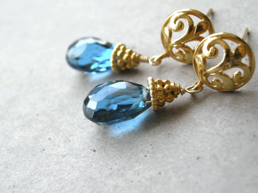 Topaz London charm drop earrings Gold filled leaf Camp Sundance Topaz London charm drop earrings Gold filled leaf Camp Sundance