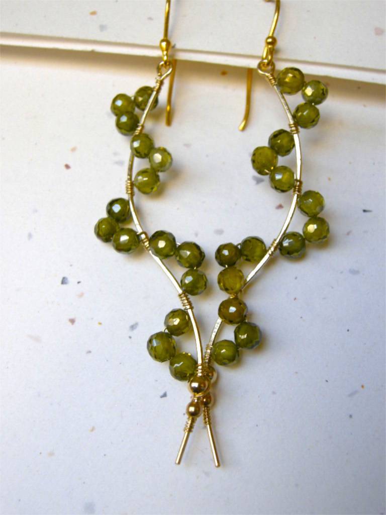 Sparkling Twig earrings Camp Sundance dangle drops golden sage CZs Sparkling Twig earrings Camp Sundance dangle drops golden sage CZs