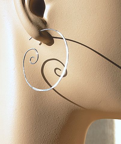 Silver Hoop earrings Spiral Coil hand forged hammered Camp Sundance Silver Hoop earrings Spiral Coil hand forged hammered Camp Sundance