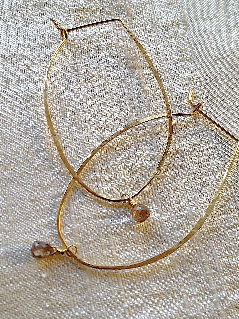 Diamond Hoop earrings Champagne briolette 1/3 carat Petals Camp Sundance Diamond Hoop earrings Champagne briolette 1/3 carat Petals Camp Sundance