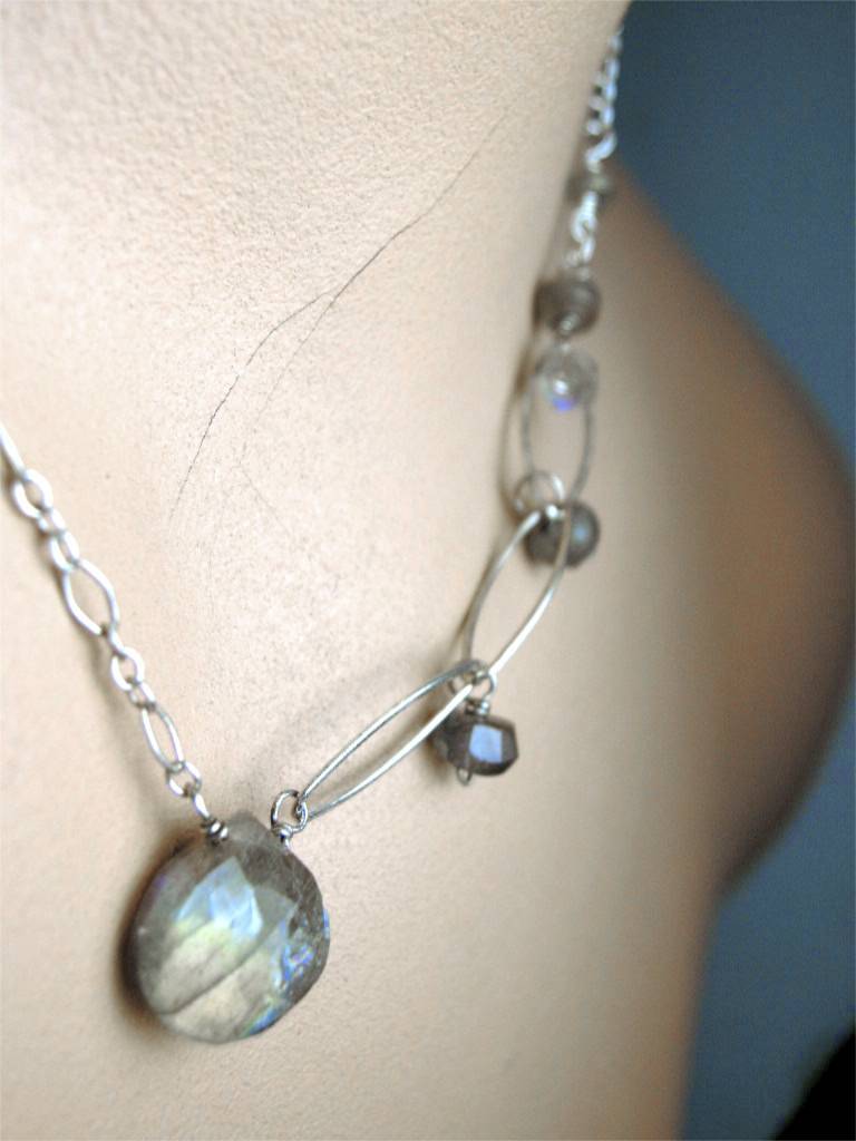 Labradorite necklace Camp Sundance caviar crown mossy olive green Sterling Silver Labradorite necklace Camp Sundance caviar crown mossy olive green Sterling Silver