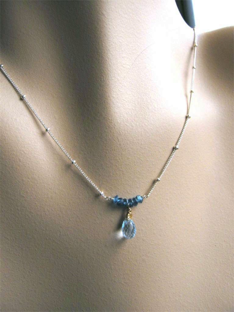 Neon Apatite Swiss Blue Topaz solitaire Camp Sundance pendant necklace Neon Apatite Swiss Blue Topaz solitaire Camp Sundance pendant necklace