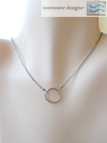 Eternity Copper circle pendant Camp Sundance Silver necklace Eternity Copper circle pendant Camp Sundance Silver necklace