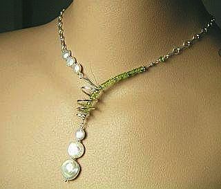 Peridot Pearl spiral toggle necklace asymmetrical Camp Sundance Silver bridal Pearls Peridot Pearl spiral toggle necklace asymmetrical Camp Sundance Silver bridal Pearls