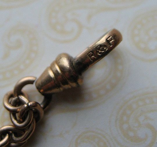 Victorian Mesh Watch Chain With Floral Etruscan Fob R & F Hallmark Victorian Mesh Watch Chain With Floral Etruscan Fob R & F Hallmark