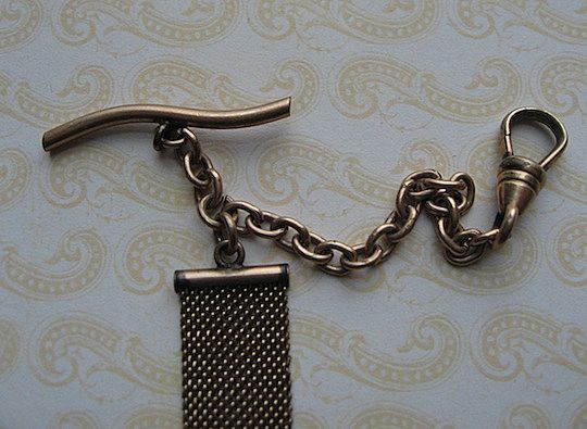Victorian Mesh Watch Chain With Floral Etruscan Fob R & F Hallmark Victorian Mesh Watch Chain With Floral Etruscan Fob R & F Hallmark