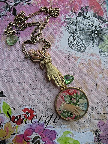 Vintage Artisan Optical Lens Collage Pendant Necklace Vintage Artisan Optical Lens Collage Pendant Necklace