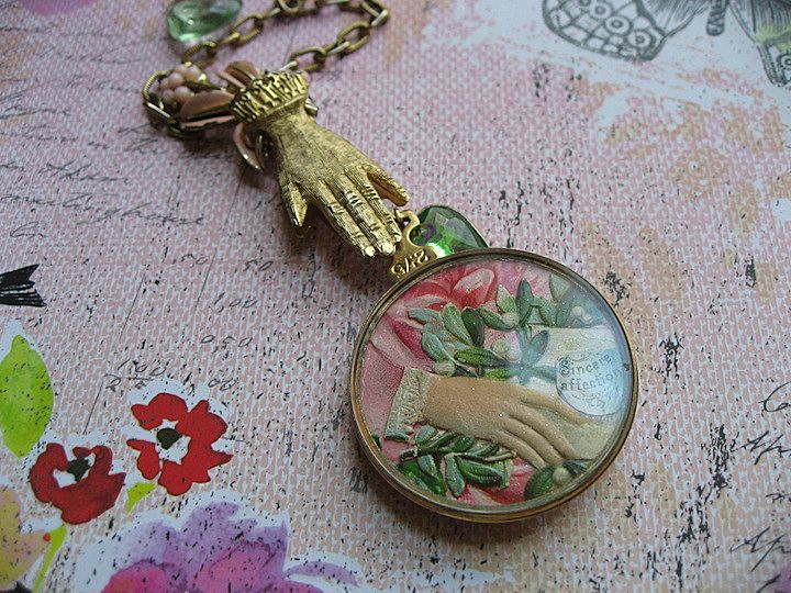 Vintage Artisan Optical Lens Collage Pendant Necklace Vintage Artisan Optical Lens Collage Pendant Necklace