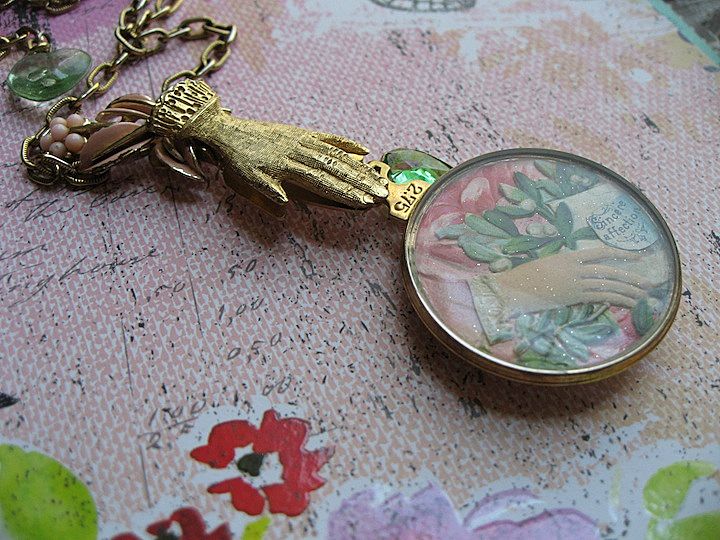 Vintage Artisan Optical Lens Collage Pendant Necklace Vintage Artisan Optical Lens Collage Pendant Necklace