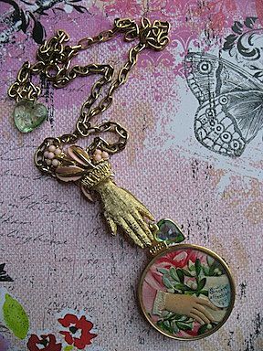 Vintage Artisan Optical Lens Collage Pendant Necklace Vintage Artisan Optical Lens Collage Pendant Necklace