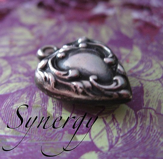 Victorian Puffy Sterling Heart Charm With Ornate Scrollwork Victorian Puffy Sterling Heart Charm With Ornate Scrollwork