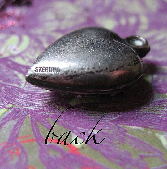 Victorian Puffy Sterling Heart Charm With Ornate Scrollwork Victorian Puffy Sterling Heart Charm With Ornate Scrollwork