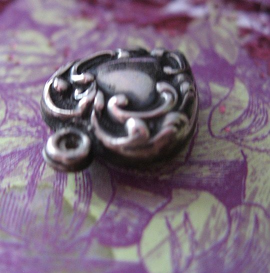 Victorian Puffy Sterling Heart Charm With Ornate Scrollwork Victorian Puffy Sterling Heart Charm With Ornate Scrollwork