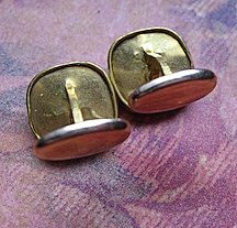 Edwardian Gold Fill Cufflinks With Etched Design and Paste Stone Edwardian Gold Fill Cufflinks With Etched Design and Paste Stone