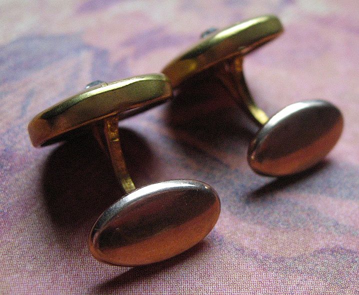 Edwardian Gold Fill Cufflinks With Etched Design and Paste Stone Edwardian Gold Fill Cufflinks With Etched Design and Paste Stone