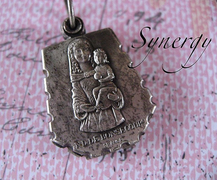 French Sliding Saint Marguerite Medal Signed JB French Sliding Saint Marguerite Medal Signed JB