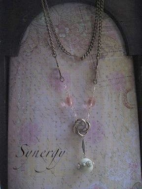 Victorian Inspired Lover's Knot With Rosaline Crystal Artisan Necklace Victorian Inspired Lover's Knot With Rosaline Crystal Artisan Necklace