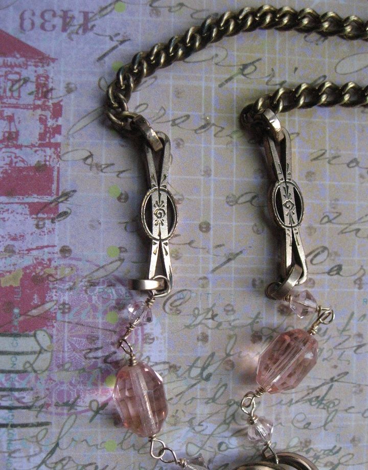 Victorian Inspired Lover's Knot With Rosaline Crystal Artisan Necklace Victorian Inspired Lover's Knot With Rosaline Crystal Artisan Necklace
