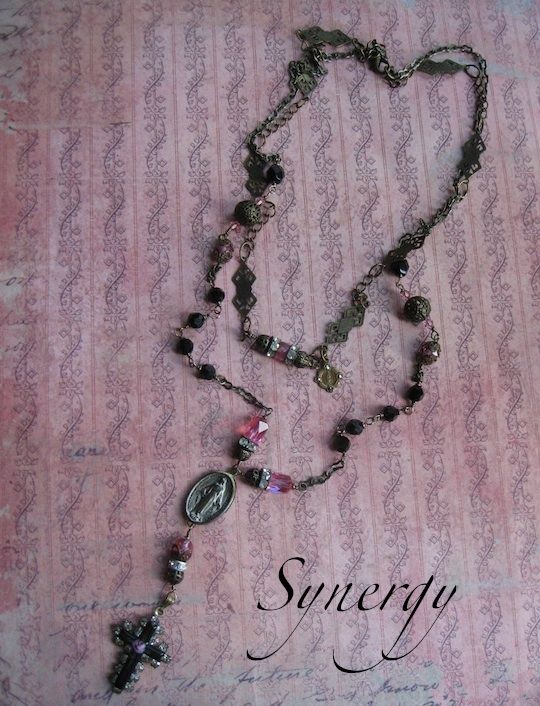 Beaded Artisan Faith Necklace With Enameled Paste Cross Beaded Artisan Faith Necklace With Enameled Paste Cross