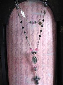Beaded Artisan Faith Necklace With Enameled Paste Cross Beaded Artisan Faith Necklace With Enameled Paste Cross