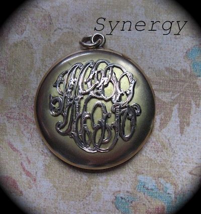 Art Nouveau Locket With Applied Fancy Intertwined Script Monogram Art Nouveau Locket With Applied Fancy Intertwined Script Monogram