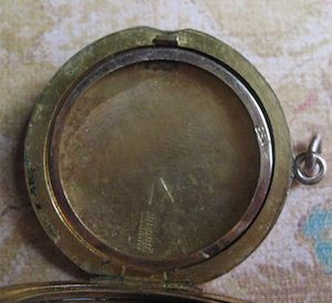 Art Nouveau Locket With Applied Fancy Intertwined Script Monogram Art Nouveau Locket With Applied Fancy Intertwined Script Monogram