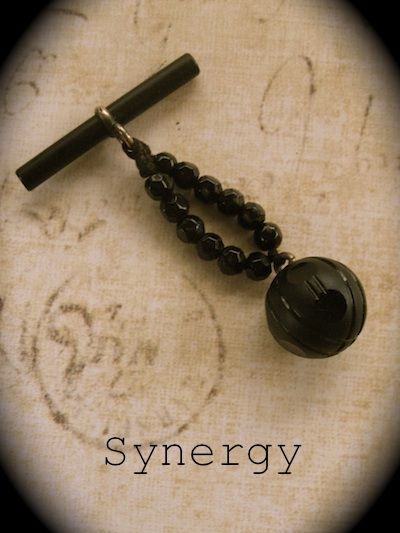 Victorian Black French Jet Carved Beaded Orb Fob Victorian Black French Jet Carved Beaded Orb Fob
