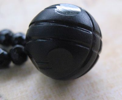 Victorian Black French Jet Carved Beaded Orb Fob Victorian Black French Jet Carved Beaded Orb Fob