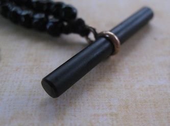 Victorian Black French Jet Carved Beaded Orb Fob Victorian Black French Jet Carved Beaded Orb Fob
