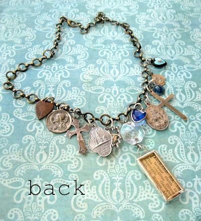 Vintage Artisan Faith Charm Necklace With Grace Pendant Vintage Artisan Faith Charm Necklace With Grace Pendant