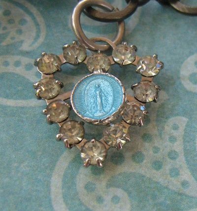 Vintage Artisan Faith Charm Necklace With Grace Pendant Vintage Artisan Faith Charm Necklace With Grace Pendant